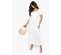 Boohoo Maternity Cotton Milkmaid Midaxi Skater Dress In White white 16
