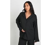 Boohoo Maternity Crinkle Textured Shirt In Black black 12