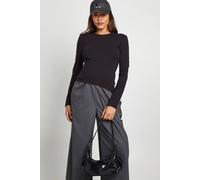 Boohoo Maternity Long Sleeve Fitted Longline Top In Black black 8