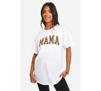 Boohoo Maternity Mama Leopard Print Oversized T-Shirt In White white 14