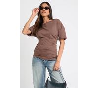 Boohoo Maternity Off The Shoulder Short Sleeve T-Shirt In Chocolate chocolate 12