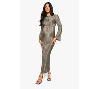 Boohoo Maternity Plisse Batwing Midaxi Dress In Light Khaki light khaki 18
