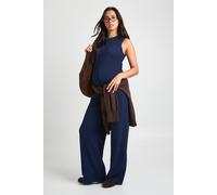 Boohoo Maternity Rib Button Down Waist & Trouser Co Ord In Navy navy 12