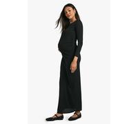 Boohoo Maternity Rib Scoop Neck Maxi Dress In Black black 12