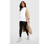 boohoo Women's Maternity Ribbed Over Bump Leggings Pants in Black | Size: 16