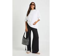 Boohoo Maternity Side Stripe Wide Leg Trouser In Black black 8