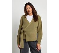 Boohoo Maternity Side Wrap Knitted Cardigan In Khaki khaki M