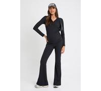 Boohoo Maternity Soft Rib Button Down Top & Trouser Co Ord In Black black 8