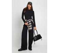 Boohoo Maternity Soft Rib Top & Trouser Lounge Set In Black black 8