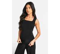 Boohoo Maternity Soft Touch Square Neck Vest Top In Black black 8
