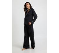 Boohoo Maternity Super Soft Modal Contrast Pj Shirt & Trouser Set In Black black 10