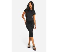 boohoo Women's Maternity Super Soft Short Sleeve Midaxi Dress in Black | Size: 12
