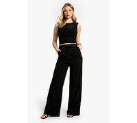 Boohoo Maternity Tailored Wide Leg Trouser In Black black 14