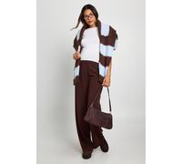 Boohoo Maternity Tailored Wide Leg Trouser In Chocolate chocolate 14