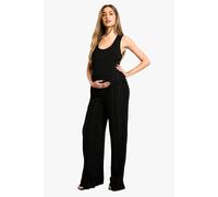 Boohoo Maternity Textured Crinkle Wide Leg Trousers In Black black 12