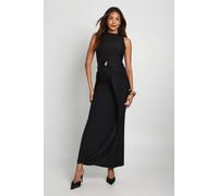 Boohoo Maternity Trim Detail Ruched Maxi Dress In Black black 16