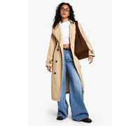 boohoo Women's Maxi Belted Trench Coat in Stone | Size: 14