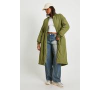 Boohoo Maxi Cinched Bomber Jacket In Khaki khaki 12