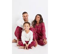 Boohoo Mens Matching Family Check Baby Fleece Long Sleeve Top & Trousers Pyjama Set In Red red XL