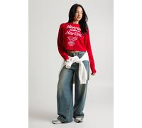 Boohoo Merrier With A Martini Cropped Christmas Jumper In Red red M