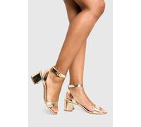 Boohoo Metallic Low Block Barely There Heels In Gold gold 6