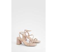 Boohoo Mid Block Heel Strappy Sandals In Nude nude 4