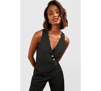 Boohoo Mock Horn Asymmetric Tailored Waistcoat In Black black 10