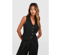 boohoo Women's Mock Horn Fitted Waistcoat in Black | Size: 14