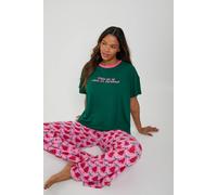 Boohoo Modal Christmas Print Oversized T-Shirt And Trouser Pyjama Set In Pink pink 6