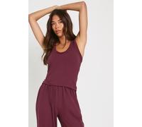 Boohoo Modal Vest And Wide Leg Trouser Pyjama Set In Burgundy burgundy 6