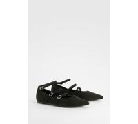 Boohoo Multi Strap Pointed Flats In Black black 5