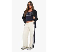 Boohoo Nylon Contrast Side Stripe Panel Track Pant In Cream cream L