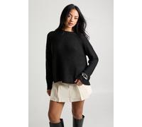Boohoo Open Back Knitted Crew Neck Jumper In Black black S