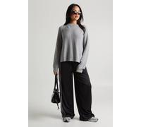 boohoo Women's Open Back Knitted Crew Neck Jumper in Grey | Size: Medium