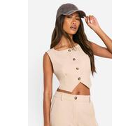 boohoo Women's Open Back Tailored Waistcoat in Stone | Size: 14