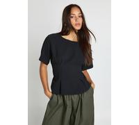 Boohoo Ottoman Rib Cinched Waist T-Shirt In Black black 12
