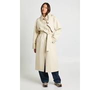 Boohoo Oversized Belted Trench Coat In Stone stone 8
