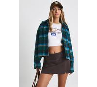 boohoo Women's Oversized Check Wool Look Coat in Blue | Size: 12