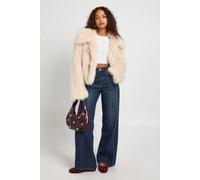 Boohoo Oversized Collar Fur Jacket In Ecru ecru 8