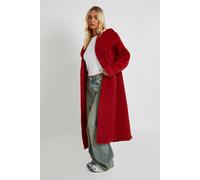 Boohoo Oversized Collar Wool Look Trench Coat In Burgundy burgundy 16
