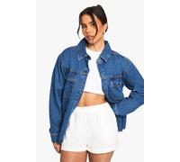 Boohoo Oversized Denim Shirt In Mid Wash mid wash 12