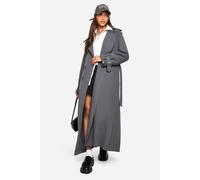 Boohoo Oversized Double Breast Trench Coat In Charcoal charcoal 14