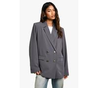 Boohoo Oversized Double Breasted Tailored Blazer In Charcoal charcoal 12