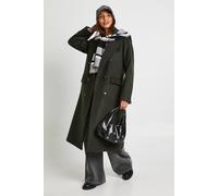 Boohoo Oversized Double-Breasted Wool Blend Coat In Dark Green dark green 8