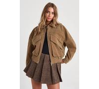 Boohoo Oversized Faux Suede Jacket In Taupe taupe 12