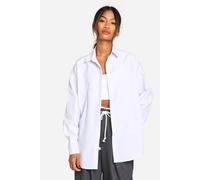 Boohoo Oversized Fine Stripe Shirt In White white 10