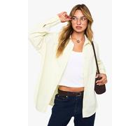 boohoo Women's Oversized Lemon Stripe Poplin Shirt | Size: 10