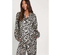 Boohoo Oversized Leopard Print Satin Long Sleeve Shirt & Trousers Pyjama Set leopard 6