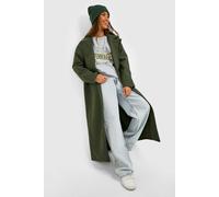 Boohoo Oversized Maxi Wool Look Coat In Khaki khaki 8