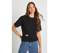 Boohoo Oversized T-Shirt With Gold Trim Detail In Black black 16